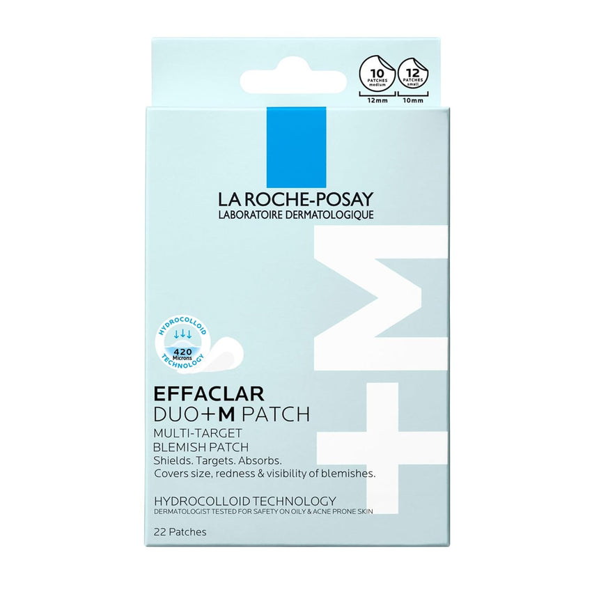 La Roche - Posay Effaclar Multi - Target Blemish Patches, Hydrocolloid Pimple Patches For Face Shields, Targets & Absorbs, Suitable Under Makeup, 22 Patches, 12 Small Size & 10 Medium Size - 7DAY'S