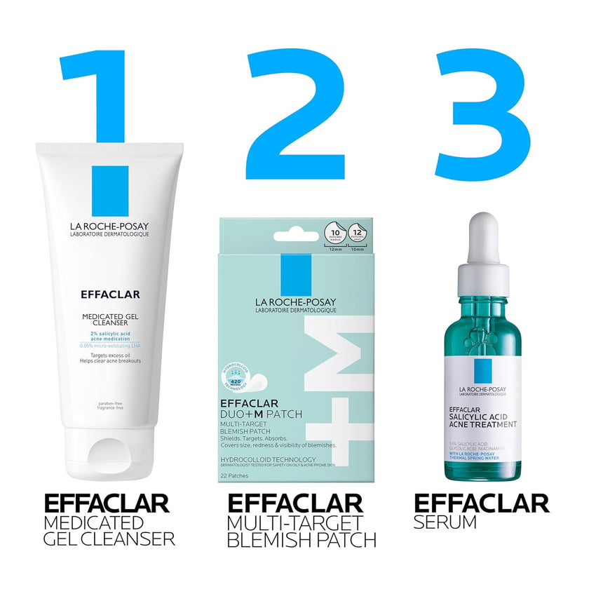 La Roche - Posay Effaclar Multi - Target Blemish Patches, Hydrocolloid Pimple Patches For Face Shields, Targets & Absorbs, Suitable Under Makeup, 22 Patches, 12 Small Size & 10 Medium Size - 7DAY'S
