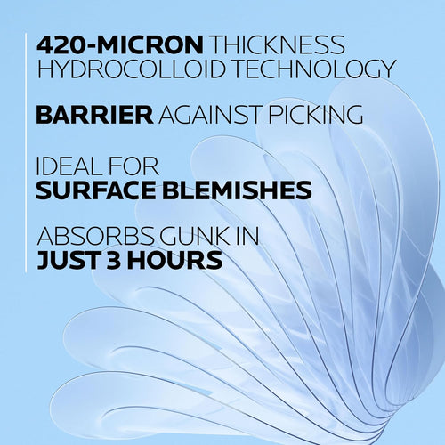 La Roche - Posay Effaclar Multi - Target Blemish Patches, Hydrocolloid Pimple Patches For Face Shields, Targets & Absorbs, Suitable Under Makeup, 22 Patches, 12 Small Size & 10 Medium Size - 7DAY'S