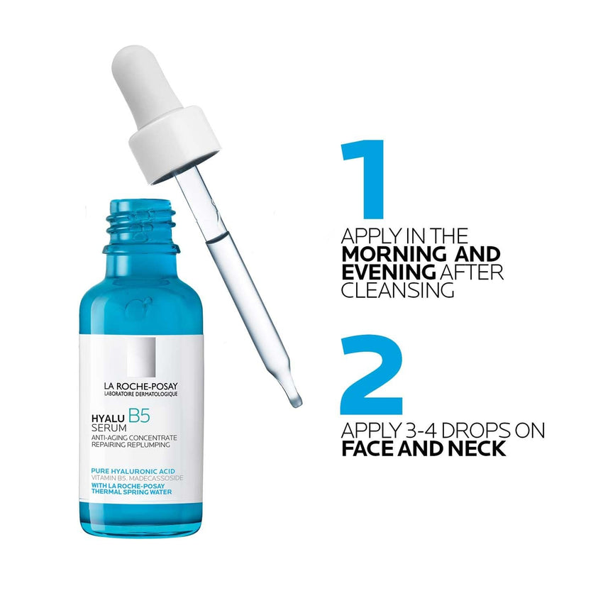 La Roche - Posay Hyalu B5 Pure Hyaluronic Acid Serum for Face, Vitamin B5 + Hyaluronic Acid + Madecassoside, Hydrating Serum Visibly Plumps Skin, Sensitive Skin Safe, Anti Aging, Oil - Free - 7DAY'S