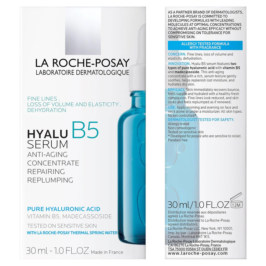 La Roche - Posay Hyalu B5 Pure Hyaluronic Acid Serum for Face, Vitamin B5 + Hyaluronic Acid + Madecassoside, Hydrating Serum Visibly Plumps Skin, Sensitive Skin Safe, Anti Aging, Oil - Free - 7DAY'S