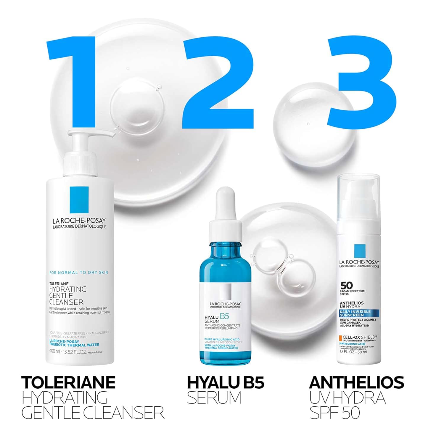 La Roche - Posay Hyalu B5 Pure Hyaluronic Acid Serum for Face, Vitamin B5 + Hyaluronic Acid + Madecassoside, Hydrating Serum Visibly Plumps Skin, Sensitive Skin Safe, Anti Aging, Oil - Free - 7DAY'S