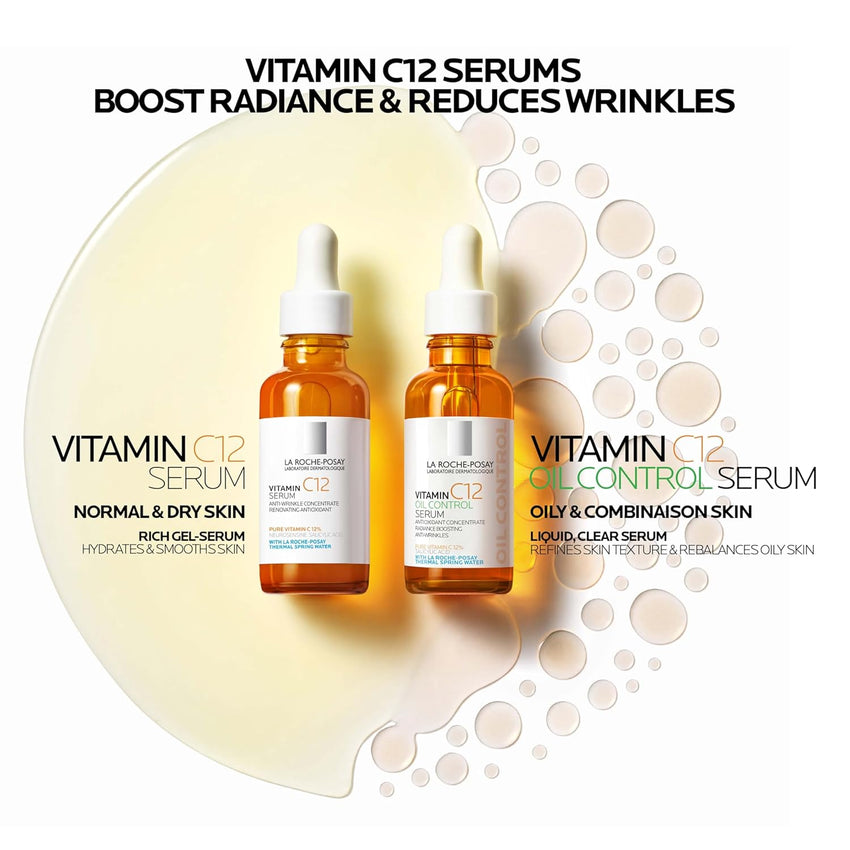 La Roche - Posay Pure 12% Vitamin C Serum For Face With Hyaluronic Acid & Salicylic Acid, Hydrating Face Serum, Boost Radiance & Reduce Wrinkles, 2 Formulas for Normal or Oily Skin Control - 7DAY'S