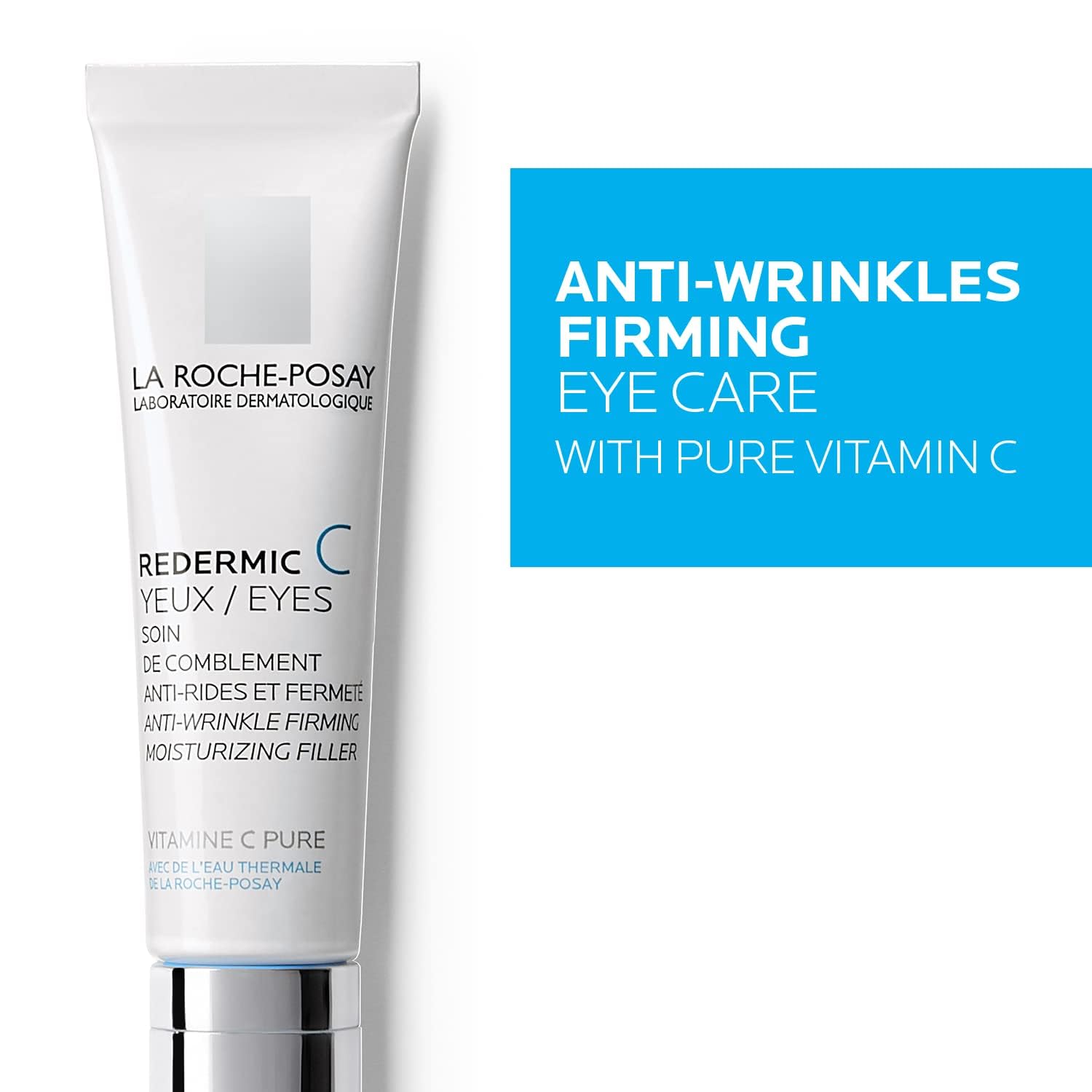 La Roche - Posay Redermic C Pure Vitamin C Eye Cream with Hyaluronic Acid to Reduce Wrinkles for Anti - Aging Effect, 0.5 Fl Oz (Pack of 1) - 7DAY'S