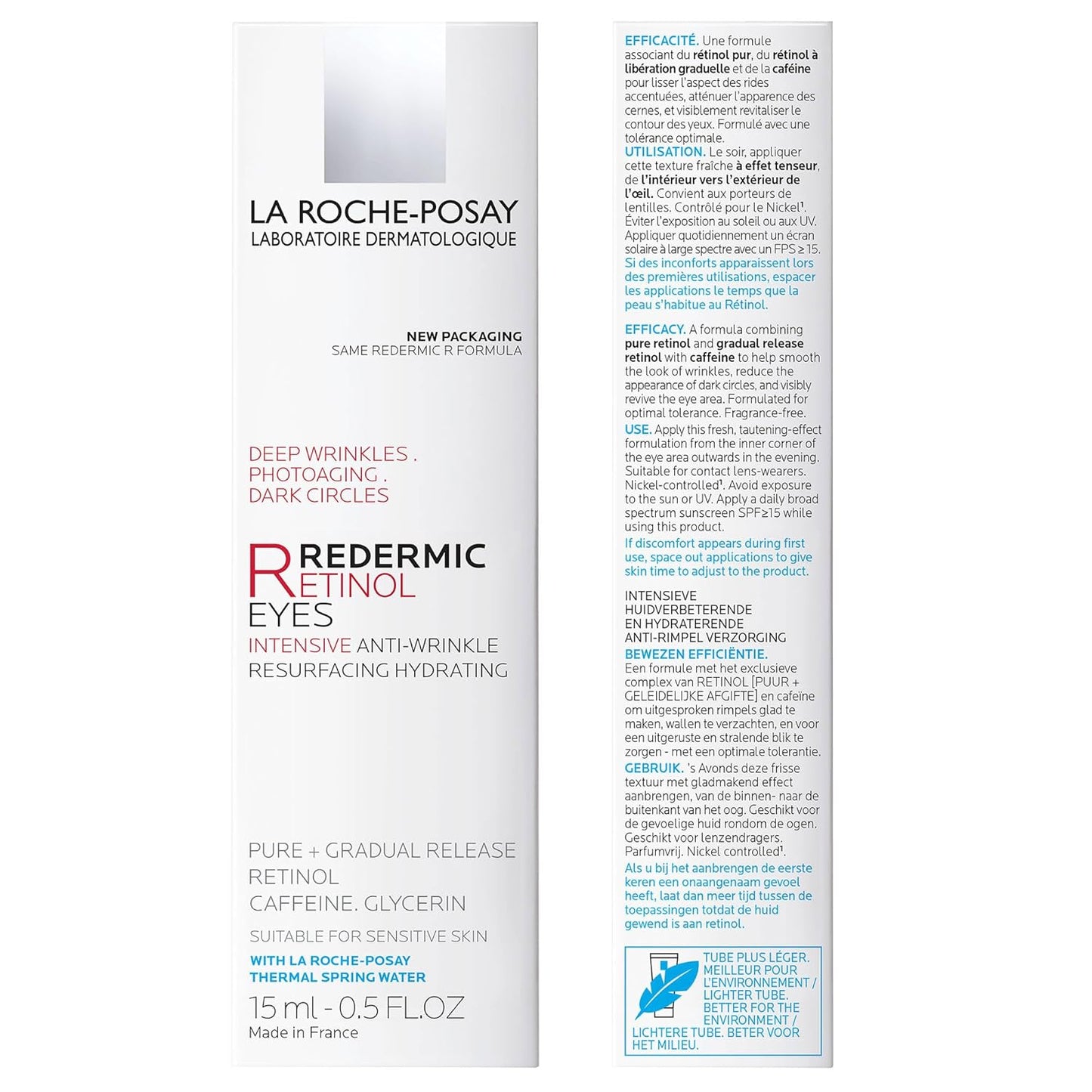 La Roche - Posay Redermic R Eyes Retinol Eye Cream, Anti - Aging Eye Cream to Reduce Wrinkles and Dark Circles With Pure Retinol and Caffeine, 0.5 Fl Oz (Pack of 1) - 7DAY'S