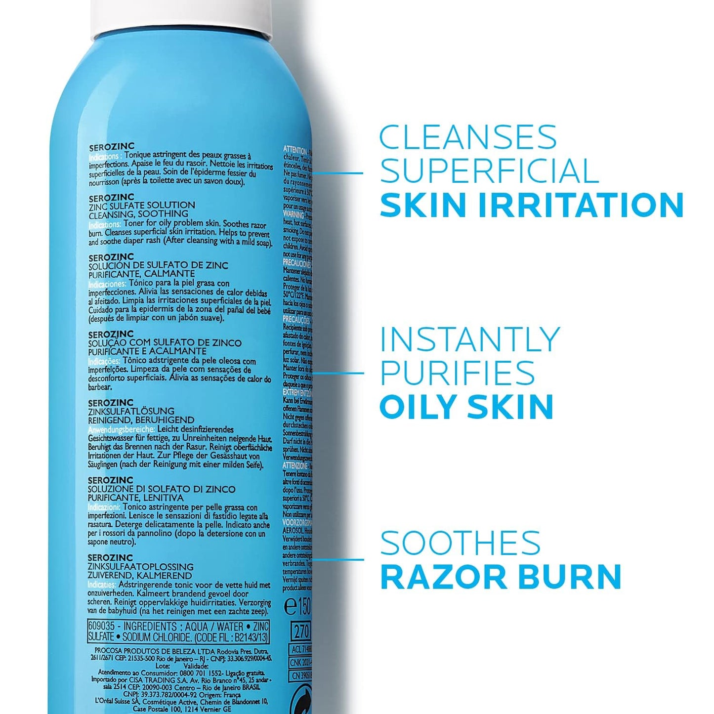 La Roche - Posay Serozinc Face Toner for Oily Skin with Zinc, Mattifying Face Spray and Acne Prone Skin Toner to Reduce Shine for Oil Control, Alcohol Free Face Mist, 5 Fl Oz (Pack of 1) - 7DAY'S