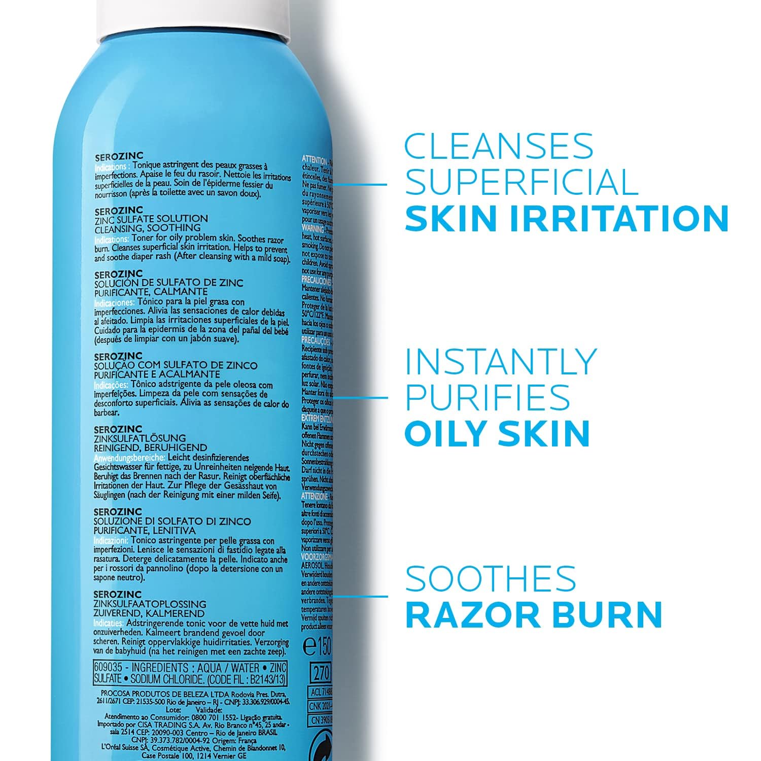 La Roche - Posay Serozinc Face Toner for Oily Skin with Zinc, Mattifying Face Spray and Acne Prone Skin Toner to Reduce Shine for Oil Control, Alcohol Free Face Mist, 5 Fl Oz (Pack of 1) - 7DAY'S