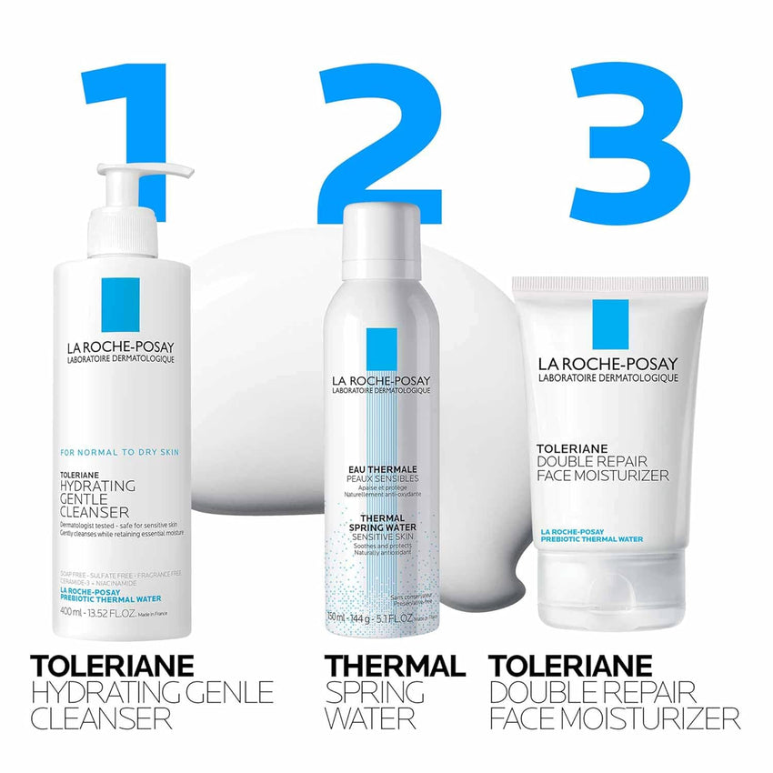 La Roche - Posay Toleriane Hydrating Gentle Face Cleanser, Hydrating Facial Cleanser With Niacinamide + Ceramides, Daily Face Wash For Dry Skin To Normal Skin, Sensitive Skin Tested, Fragrance Free - 7DAY'S
