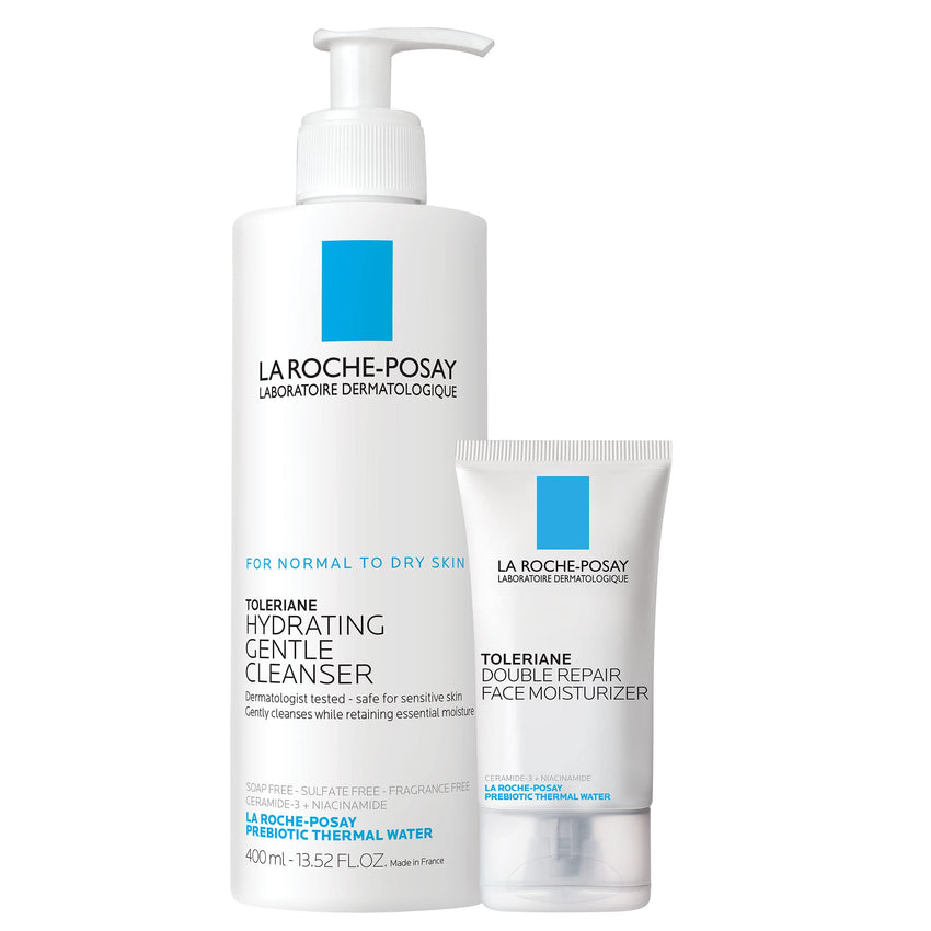 La Roche - Posay Toleriane Hydrating Gentle Face Cleanser, Hydrating Facial Cleanser With Niacinamide + Ceramides, Daily Face Wash For Dry Skin To Normal Skin, Sensitive Skin Tested, Fragrance Free - 7DAY'S