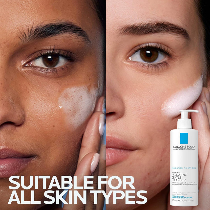 La Roche - Posay Toleriane Hydrating Gentle Face Cleanser, Hydrating Facial Cleanser With Niacinamide + Ceramides, Daily Face Wash For Dry Skin To Normal Skin, Sensitive Skin Tested, Fragrance Free - 7DAY'S