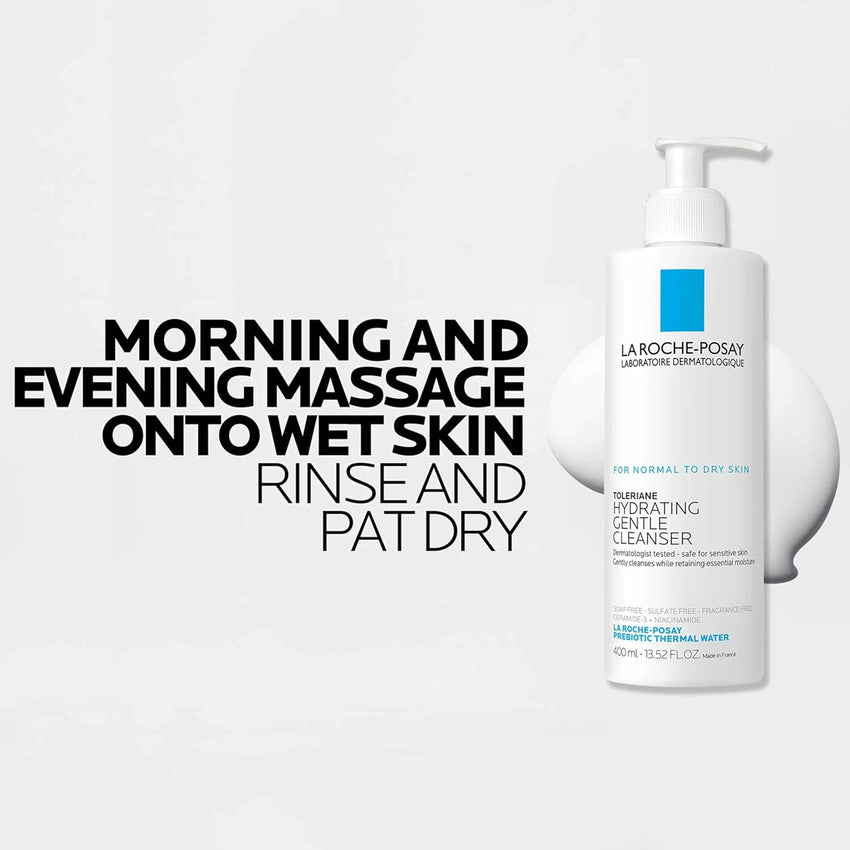 La Roche - Posay Toleriane Hydrating Gentle Face Cleanser, Hydrating Facial Cleanser With Niacinamide + Ceramides, Daily Face Wash For Dry Skin To Normal Skin, Sensitive Skin Tested, Fragrance Free - 7DAY'S