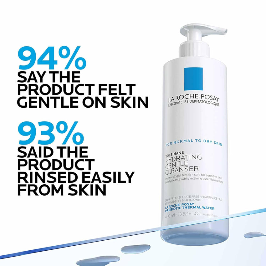 La Roche - Posay Toleriane Hydrating Gentle Face Cleanser, Hydrating Facial Cleanser With Niacinamide + Ceramides, Daily Face Wash For Dry Skin To Normal Skin, Sensitive Skin Tested, Fragrance Free - 7DAY'S