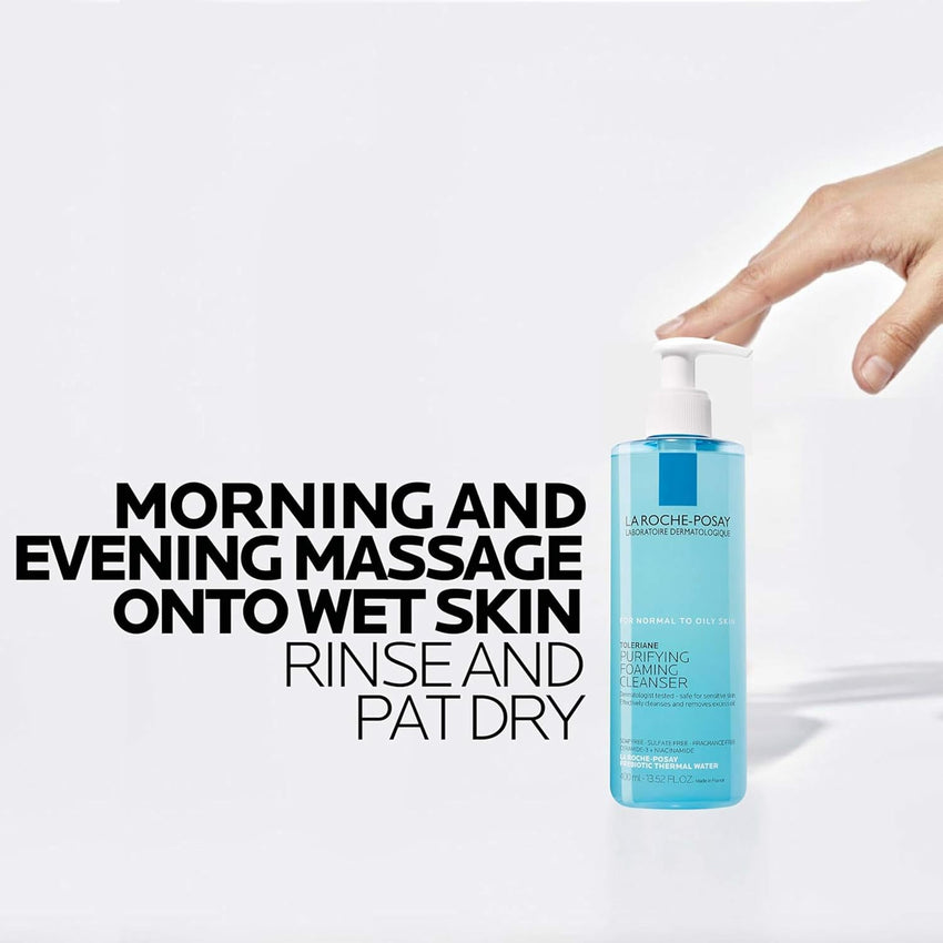 La Roche - Posay Toleriane Purifying Foaming Facial Cleanser, Oil Free Face Wash for Women & Men with Niacinamide + Ceramides, Pore Cleanser Safe For Sensitive Skin, Won’t Dry Out Skin, Soap Free - 7DAY'S