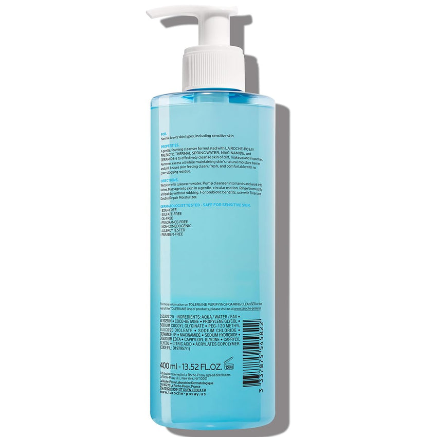 La Roche - Posay Toleriane Purifying Foaming Facial Cleanser, Oil Free Face Wash for Women & Men with Niacinamide + Ceramides, Pore Cleanser Safe For Sensitive Skin, Won’t Dry Out Skin, Soap Free - 7DAY'S
