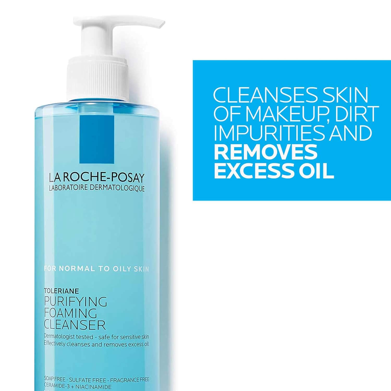La Roche - Posay Toleriane Purifying Foaming Facial Cleanser, Oil Free Face Wash for Women & Men with Niacinamide + Ceramides, Pore Cleanser Safe For Sensitive Skin, Won’t Dry Out Skin, Soap Free - 7DAY'S