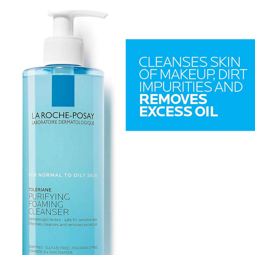 La Roche - Posay Toleriane Purifying Foaming Facial Cleanser, Oil Free Face Wash for Women & Men with Niacinamide + Ceramides, Pore Cleanser Safe For Sensitive Skin, Won’t Dry Out Skin, Soap Free - 7DAY'S