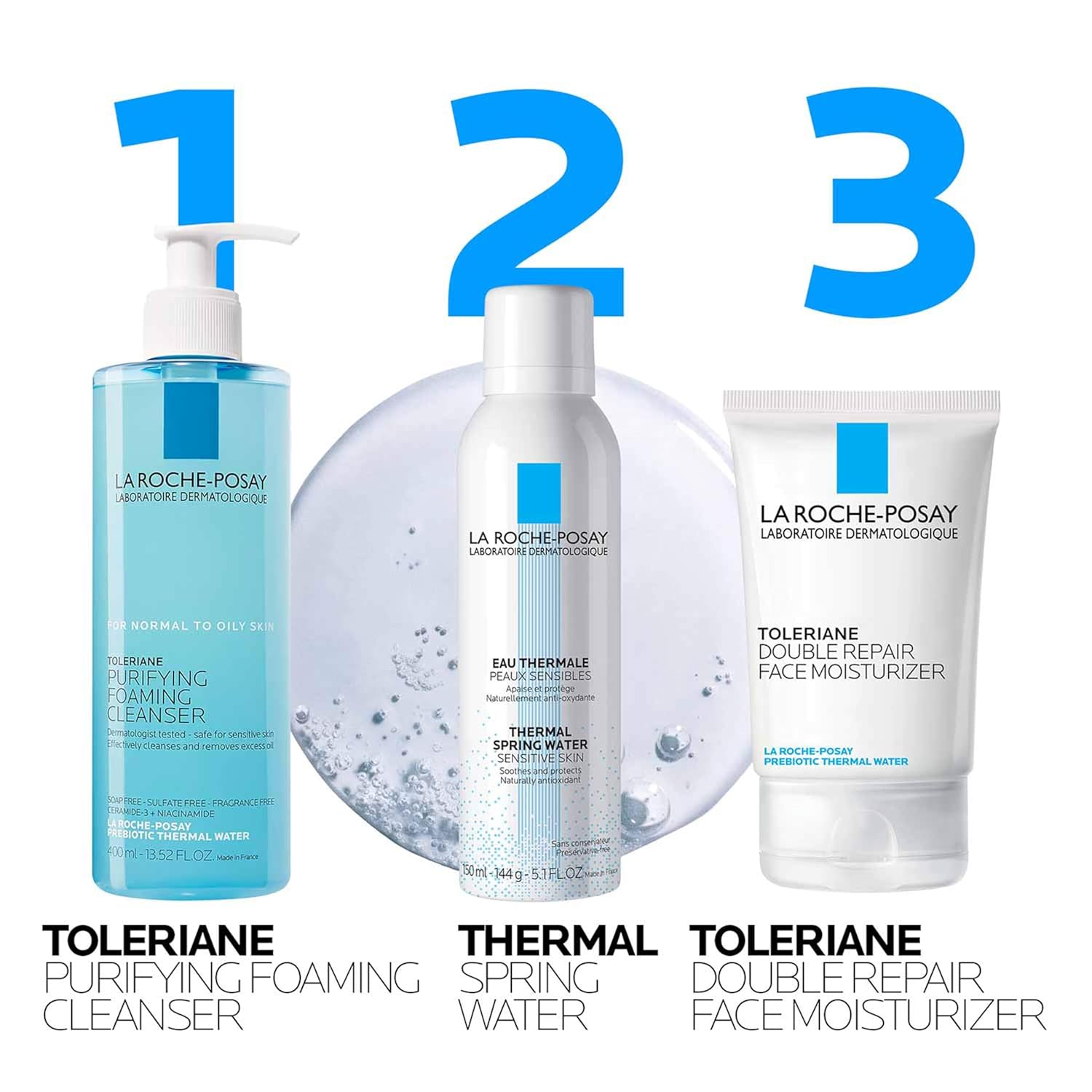 La Roche - Posay Toleriane Purifying Foaming Facial Cleanser, Oil Free Face Wash for Women & Men with Niacinamide + Ceramides, Pore Cleanser Safe For Sensitive Skin, Won’t Dry Out Skin, Soap Free - 7DAY'S