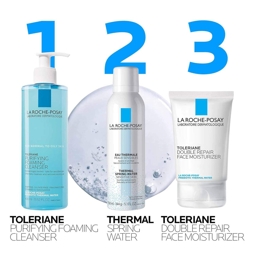 La Roche - Posay Toleriane Purifying Foaming Facial Cleanser, Oil Free Face Wash for Women & Men with Niacinamide + Ceramides, Pore Cleanser Safe For Sensitive Skin, Won’t Dry Out Skin, Soap Free - 7DAY'S