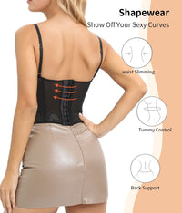 Lace Bustier Corset Tops for Women Going Out Mesh Overbust Adjustable Strap Waist Cincher Crop Bustier Party Rave Date Night Outfit Tank Top - 7DAY'S