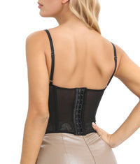 Lace Bustier Corset Tops for Women Going Out Mesh Overbust Adjustable Strap Waist Cincher Crop Bustier Party Rave Date Night Outfit Tank Top - 7DAY'S