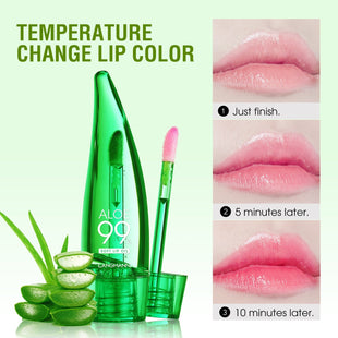 langmannni  Aloe vera lip gloss, temperature-sensitive color-changing lip glaze, moisturizing and protective lipstick, lip oil