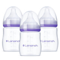 Lansinoh Anti - Colic Baby Bottles for Breastfeeding Babies, 8 Ounces, 3 Count, Includes 3 Medium Flow Nipples, Size M - 7DAY'S