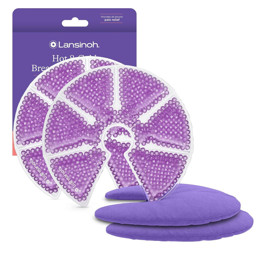 Lansinoh Breast Therapy Packs, Hot and Cold Breast - Pads with 2 Soft Covers, Postpartum Essentials for Nipple Pain Relief, Mastitis, Engorgement, Support for Breastfeeding and Pump Aid, 2 Pack - 7DAY'S