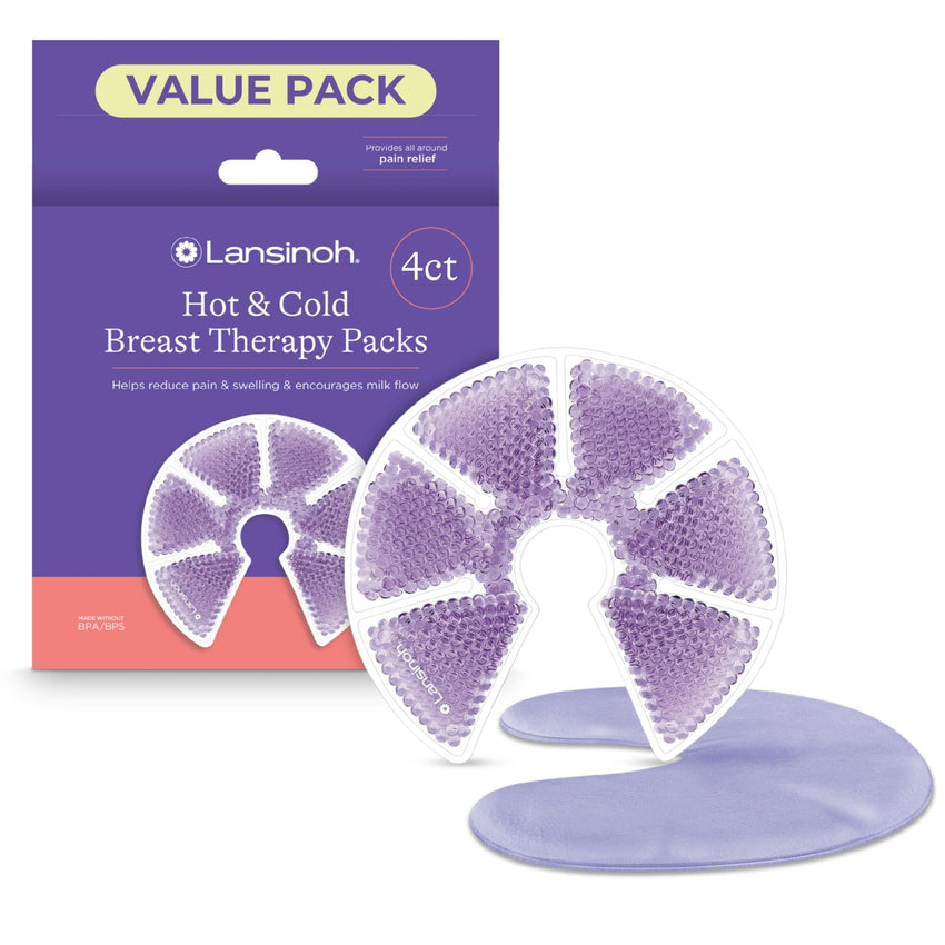 Lansinoh Breast Therapy Packs, Hot and Cold Breast - Pads with 2 Soft Covers, Postpartum Essentials for Nipple Pain Relief, Mastitis, Engorgement, Support for Breastfeeding and Pump Aid, 2 Pack - 7DAY'S