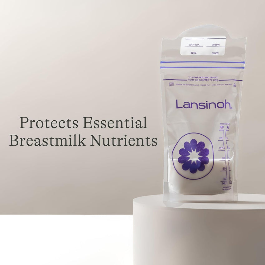 Lansinoh Breastmilk Storage Bags, 100 Count, Baby Essentials, Fast Freeze & Thaw Breast Milk Bags for Baby Bottle Feeding, Superior Strength & Stretch, 6 Ounce - 7DAY'S