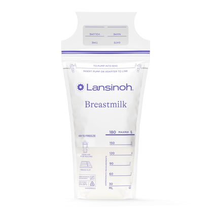 Lansinoh Breastmilk Storage Bags, 100 Count, Baby Essentials, Fast Freeze & Thaw Breast Milk Bags for Baby Bottle Feeding, Superior Strength & Stretch, 6 Ounce - 7DAY'S