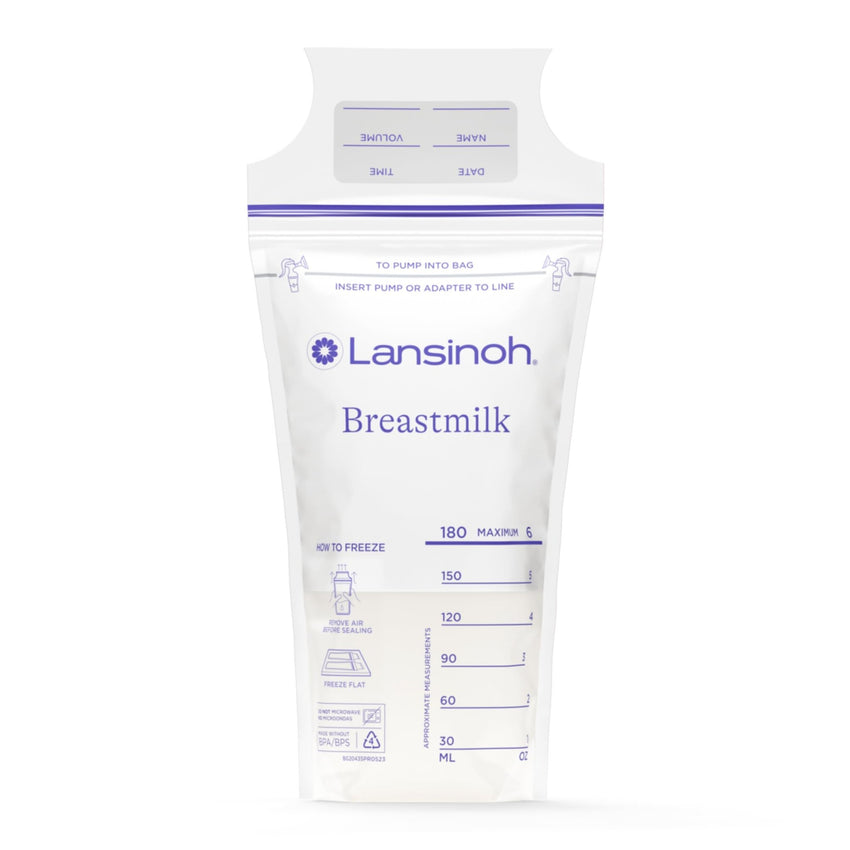 Lansinoh Breastmilk Storage Bags, 100 Count, Baby Essentials, Fast Freeze & Thaw Breast Milk Bags for Baby Bottle Feeding, Superior Strength & Stretch, 6 Ounce - 7DAY'S