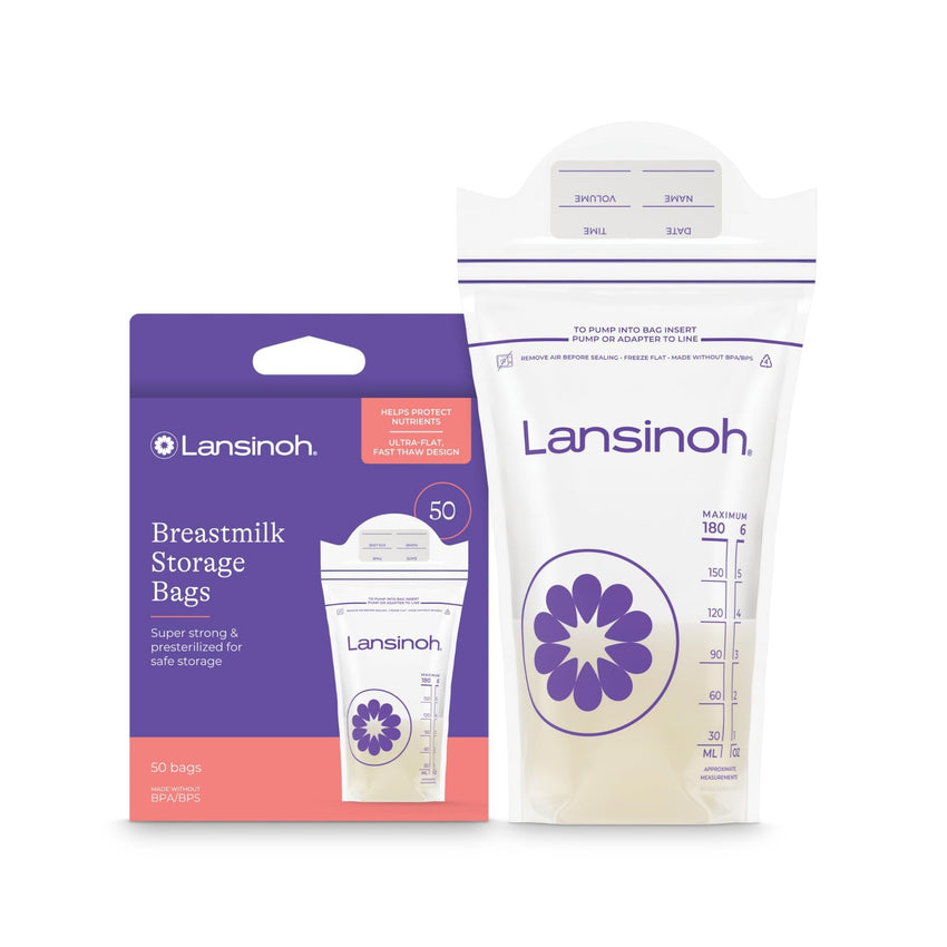 Lansinoh Breastmilk Storage Bags, 100 Count, Baby Essentials, Fast Freeze & Thaw Breast Milk Bags for Baby Bottle Feeding, Superior Strength & Stretch, 6 Ounce - 7DAY'S