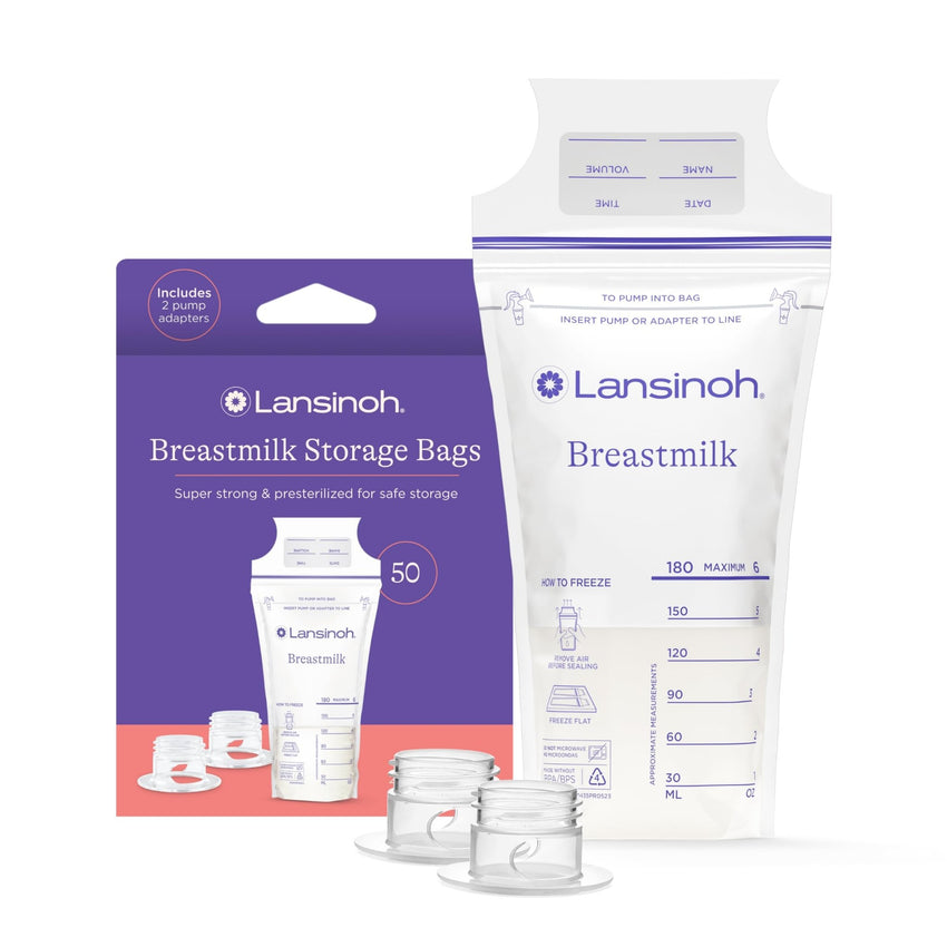 Lansinoh Breastmilk Storage Bags, 100 Count, Baby Essentials, Fast Freeze & Thaw Breast Milk Bags for Baby Bottle Feeding, Superior Strength & Stretch, 6 Ounce - 7DAY'S