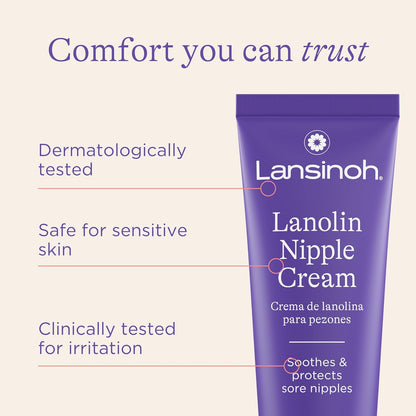 Lansinoh Lanolin Nipple Cream Safe for Breastfeeding Baby, 100% Natural Nipple Butter for Mom, Breastfeeding Essentials, 1.41 Ounces - 7DAY'S