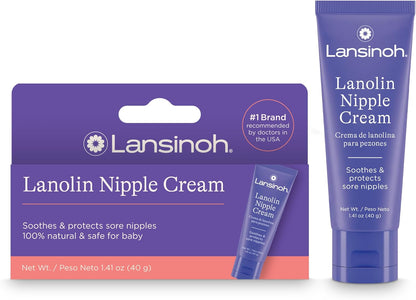 Lansinoh Lanolin Nipple Cream Safe for Breastfeeding Baby, 100% Natural Nipple Butter for Mom, Breastfeeding Essentials, 1.41 Ounces - 7DAY'S