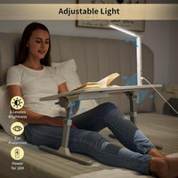 Lap Desk for Laptop, Portable Bed Table Desk, Laptop Desk with LED Light and Drawer, Adjustable Laptop Stand for Bed/Sofa/Study/Reading - White - 7DAY'S