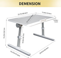 Lap Desk for Laptop, Portable Bed Table Desk, Laptop Desk with LED Light and Drawer, Adjustable Laptop Stand for Bed/Sofa/Study/Reading - White - 7DAY'S