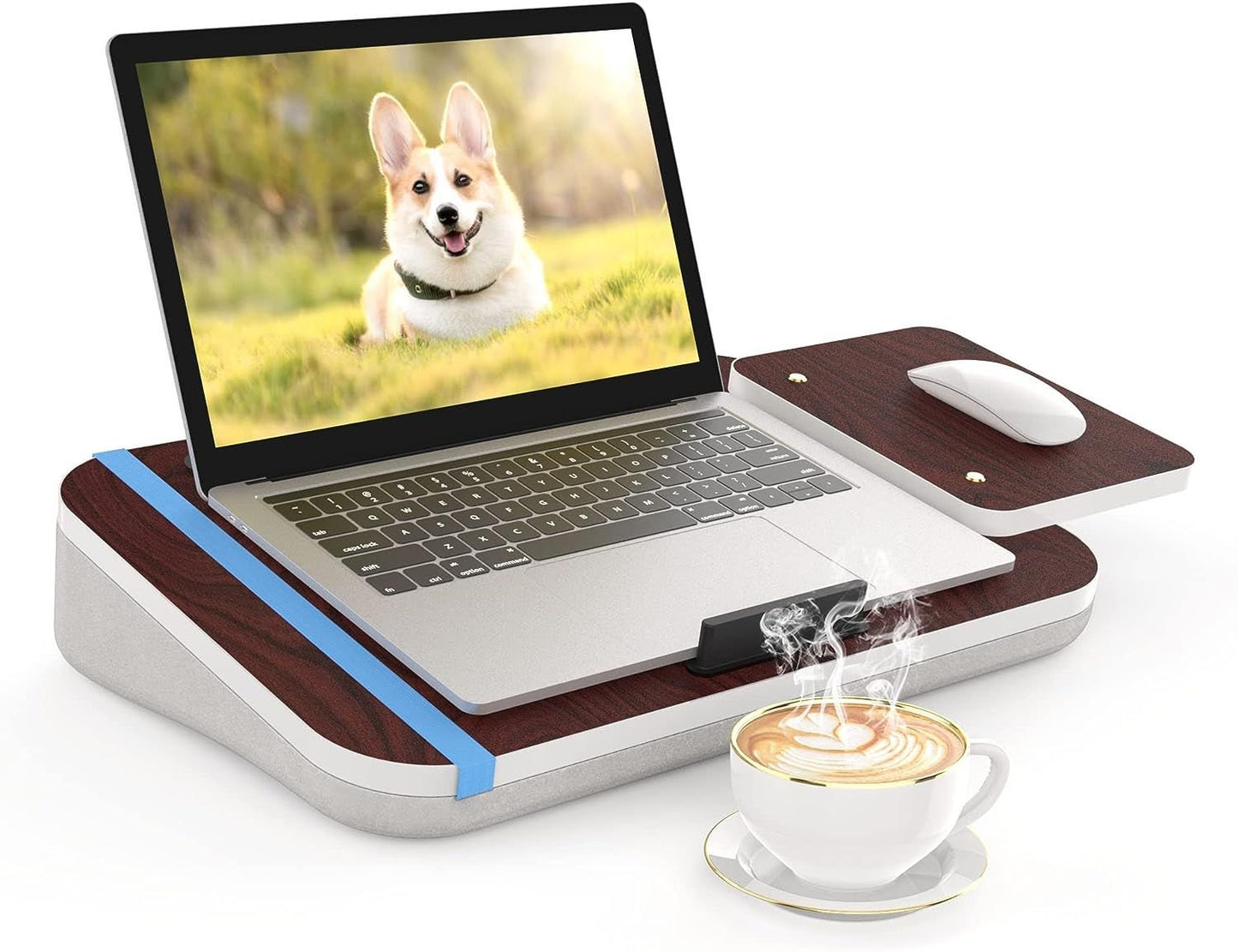 Lap Desk with Cushion, Tablet Holder and Detachable Mouse Tray, Fits Up to 16.1 Inches Laptops, Lap Desk for Bed Couch Sofa and Table - 7DAY'S