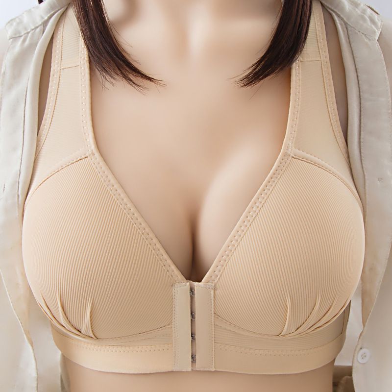 Large Size Front Button Comfort Gathers Breathable Thin Non - Wire Bra - 7DAY'S