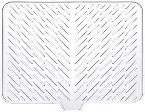 Large Size Silicone Dish Drying Mat with Built - in Drain Lip, Kitchen Counter Drainage Pad, High Temp Resistant Tableware Coaster High quality silicone pad (White, One size) - 7DAY'S