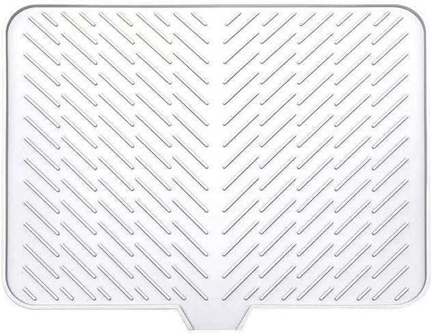 Large Size Silicone Dish Drying Mat with Built - in Drain Lip, Kitchen Counter Drainage Pad, High Temp Resistant Tableware Coaster High quality silicone pad (White, One size) - 7DAY'S