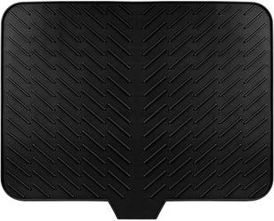 Large Size Silicone Dish Drying Mat with Built - in Drain Lip, Kitchen Counter Drainage Pad, High Temp Resistant Tableware Coaster High quality silicone pad (White, One size)
