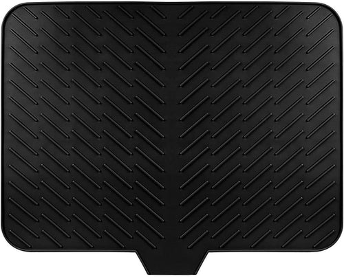 Large Size Silicone Dish Drying Mat with Built - in Drain Lip, Kitchen Counter Drainage Pad, High Temp Resistant Tableware Coaster High quality silicone pad (White, One size)