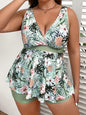 Large size women's swimsuit, green, fresh and fashionable split type Tankini swimsuit - 7DAY'S