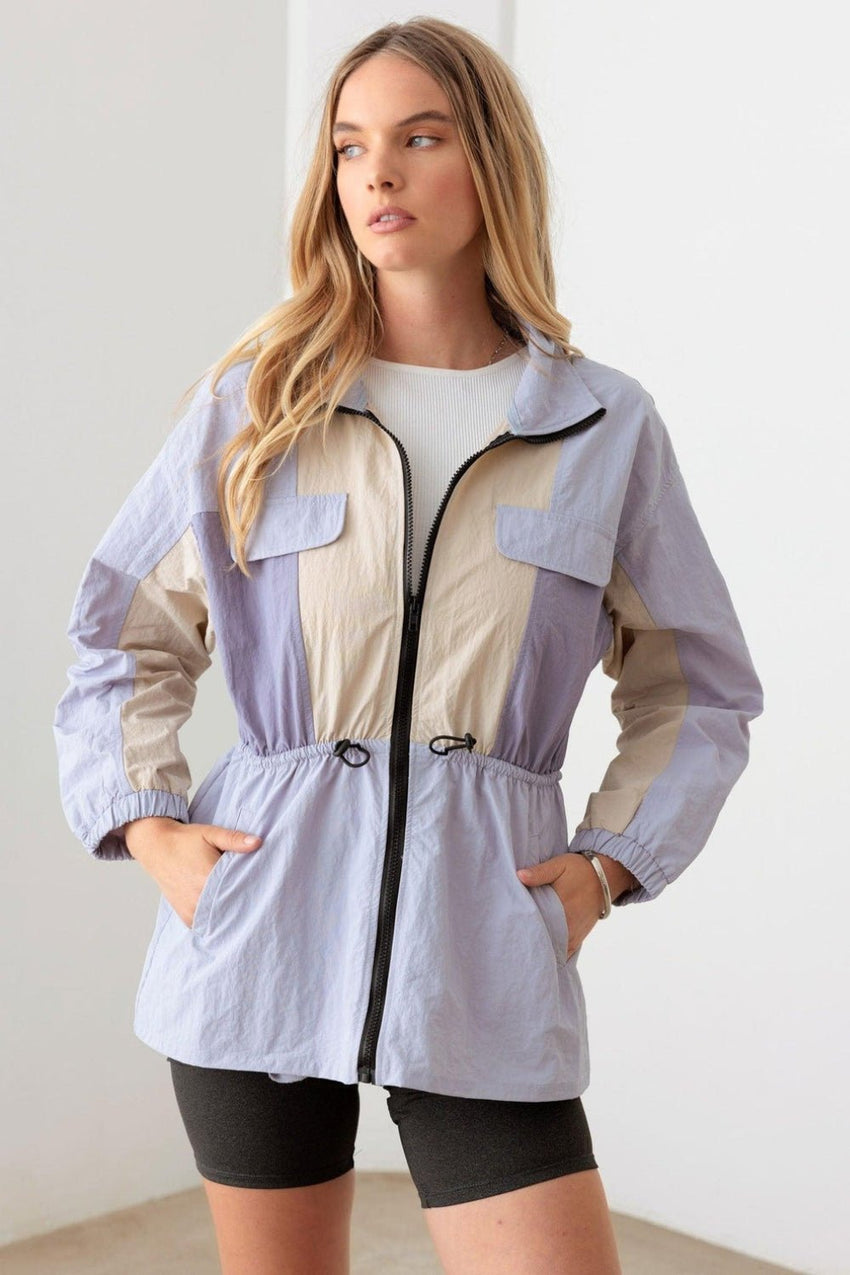 Le Lis Color Block Collared Wind Breaker Jacket - 7DAY'S