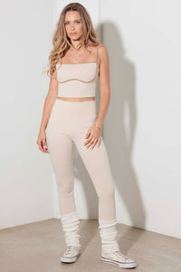 Le Lis Ribbed Crop Cami and High Waist Brushed Leggings Set - 7DAY'S