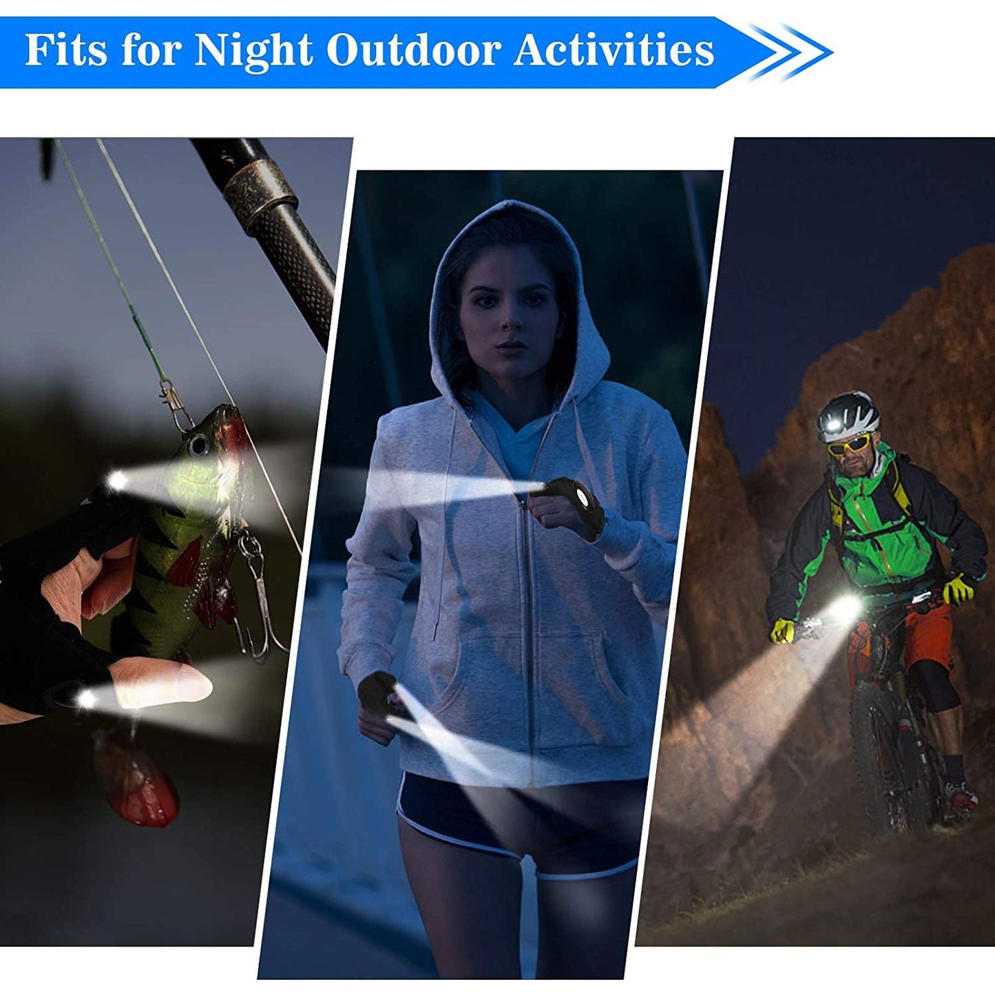 LED Flashlight Gloves; Gifts for Men Him Dad Boyfriend; Cool Gadget Hands - Free Lights - 7DAY'S