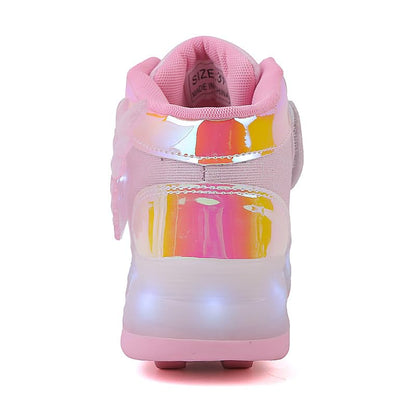 LED Roller Skate Shoes for Kids - Boys Girls Light Up Sneakers with Wheels Indoor/Outdoor Sliding Play - 7DAY'S