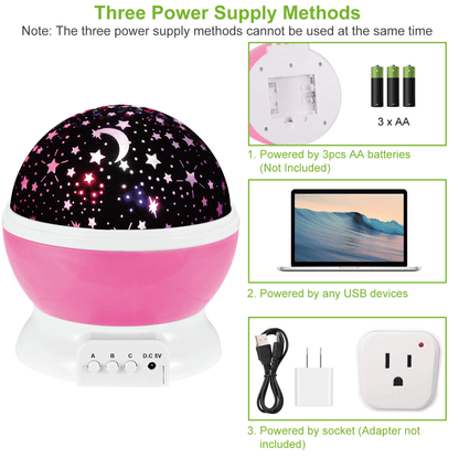 LED Star Sky Projector Night Light Kids Rotating Starry Night Lamp USB Sleep Light Xmas Gift - 7DAY'S