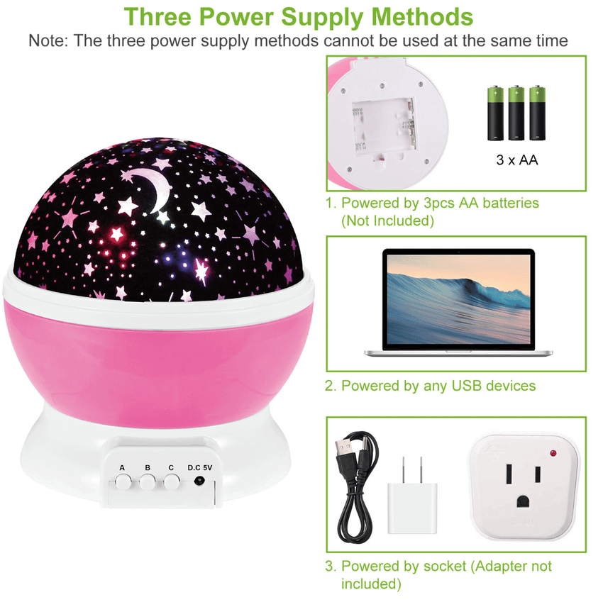 LED Star Sky Projector Night Light Kids Rotating Starry Night Lamp USB Sleep Light Xmas Gift - 7DAY'S